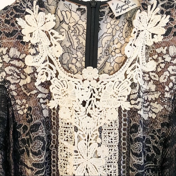 Beguile by Byron Lars Melange Lace Pencil Dress in Black and Ivory - Picture 9 of 12